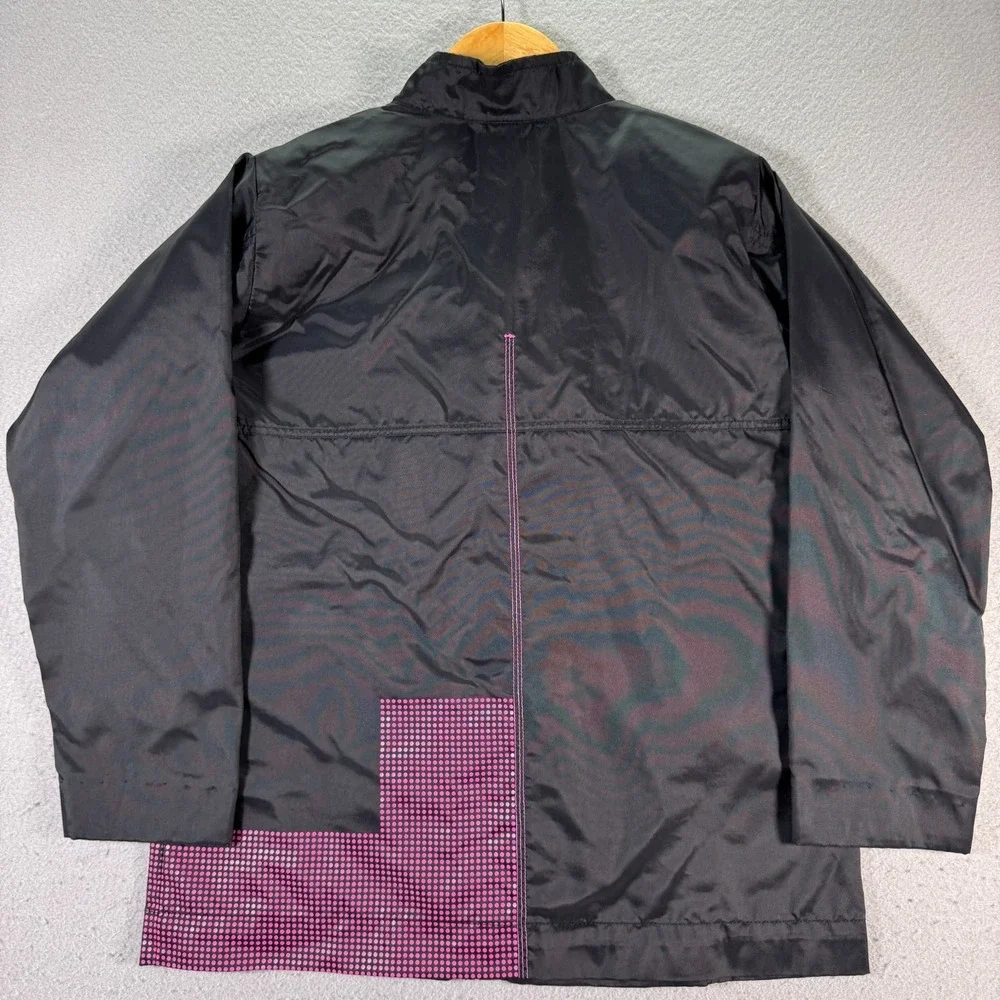 Vintage Nike Windbreaker‎ Jacket Women XL 16 Black Pink Padded Swoosh Sportswear